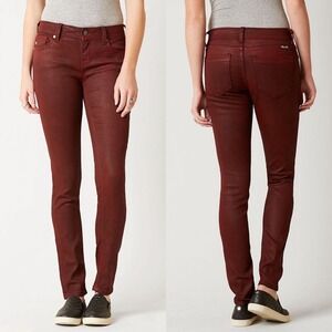 Miss Me Select Standard Skinny Stretch Jean Deep Red Coated Denim Womens 26